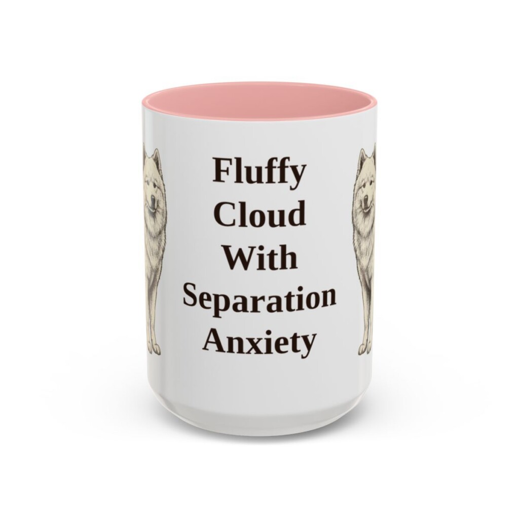 15oz-samoyed-mug-humor-pink 15oz Funny Samoyed Mug, Pink, front view