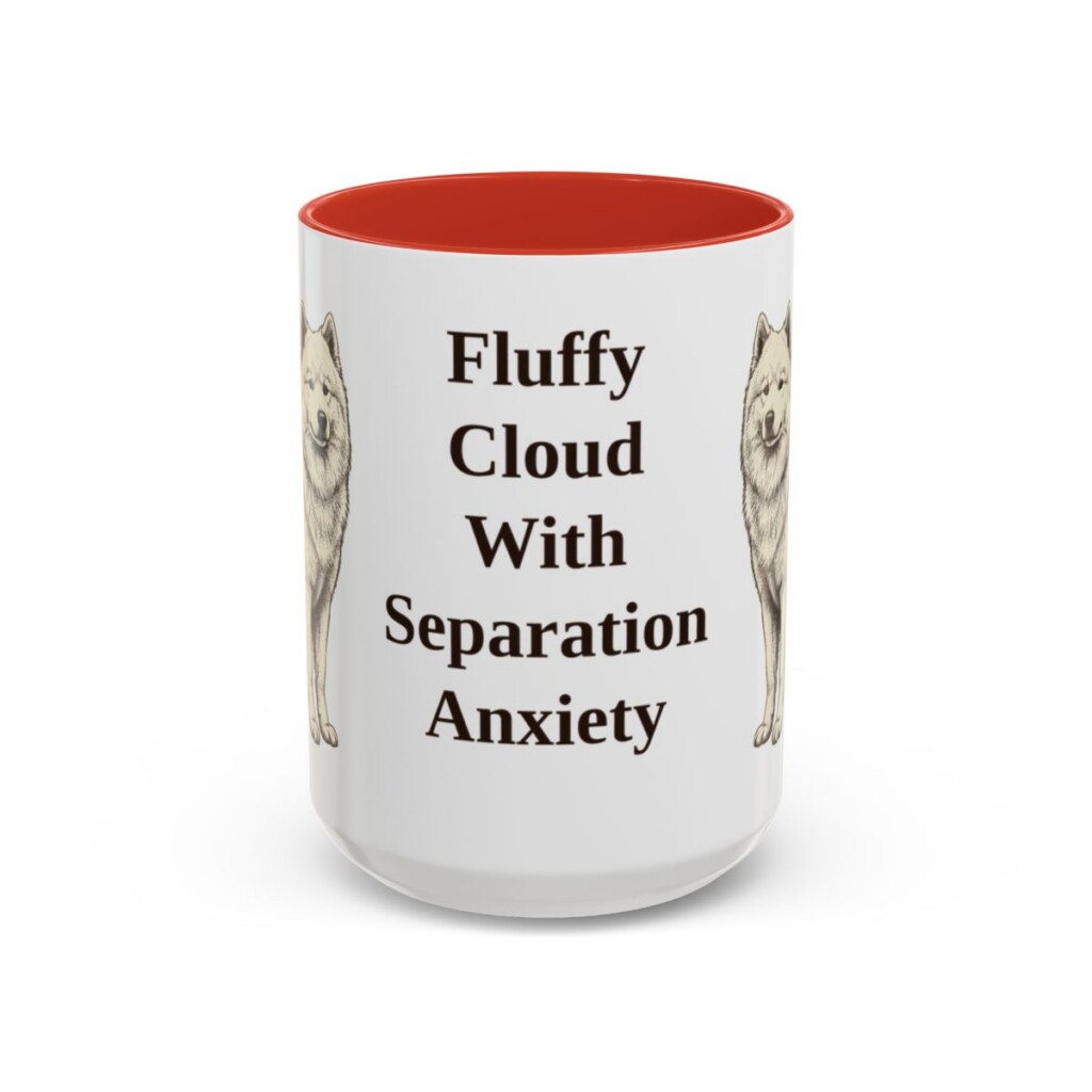 15oz-samoyed-mug-humor-red 15oz Funny Samoyed Mug, Red, front view