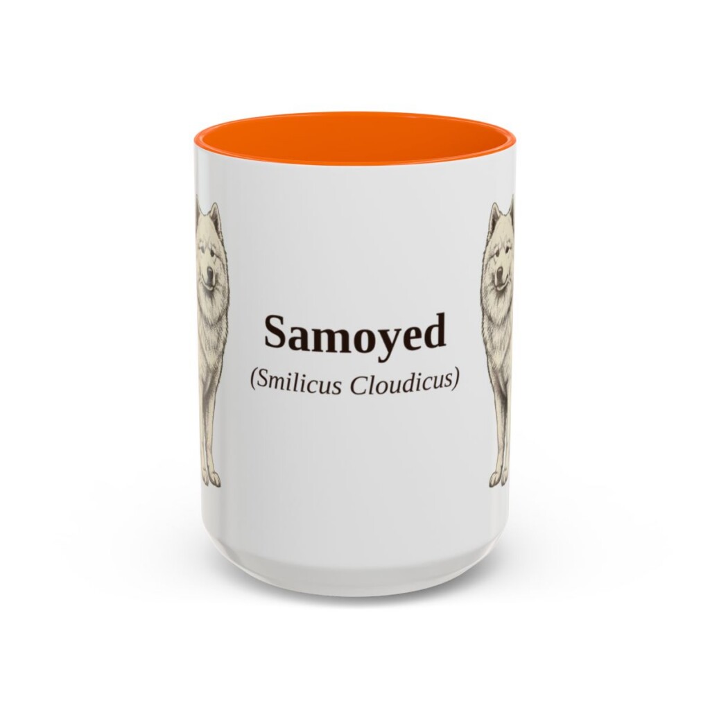 15oz-samoyed-mug-latin-orange 15oz Samoyed Latin Mug, Orange, front view
