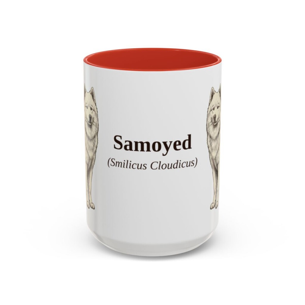 15oz-samoyed-mug-latin-red 15oz Samoyed Latin Mug, Red, front view