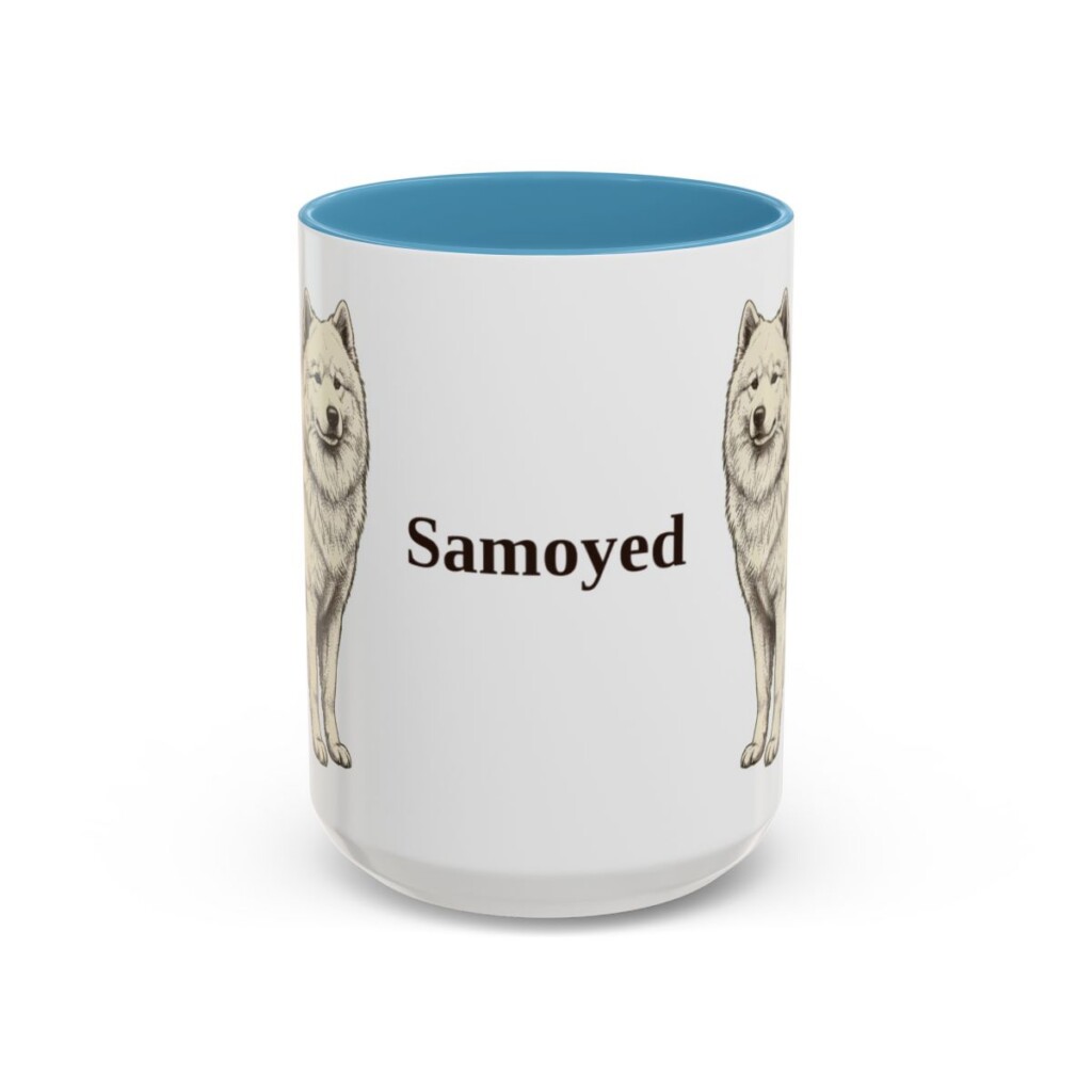 15oz Samoyed Mug, Light Blue, front view