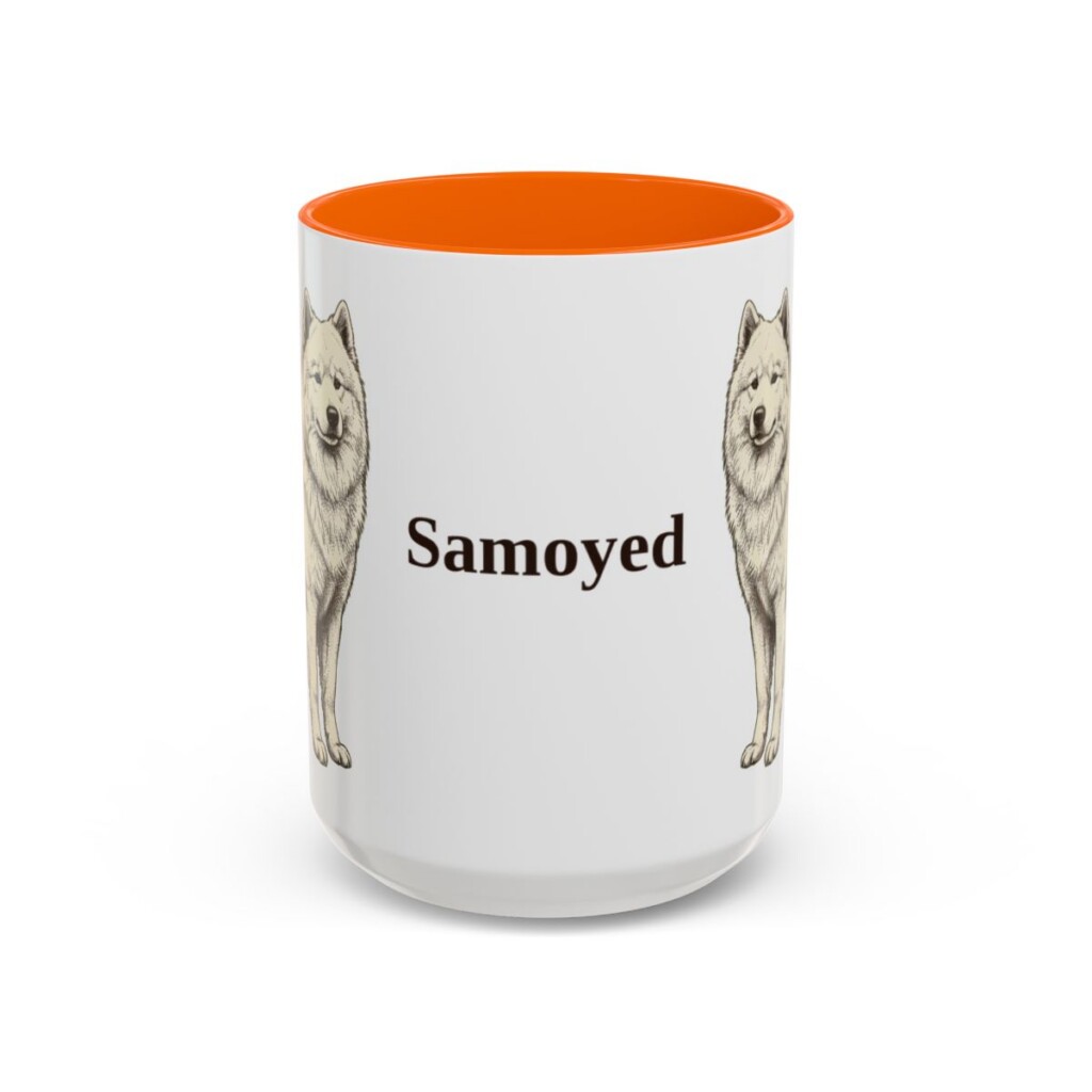 15oz Samoyed Mug, Orange, front view