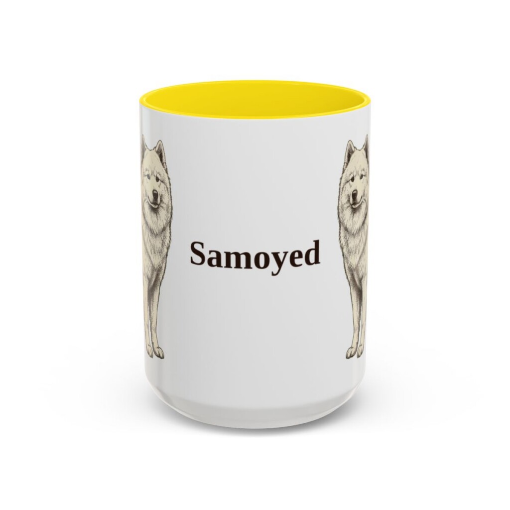 15oz Samoyed Mug, Yellow, front view