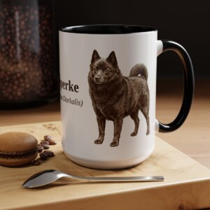 15oz Schipperke Latin Mug, Black, lifestyle photo