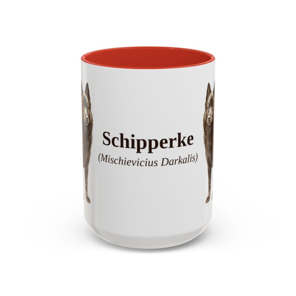 15oz Schipperke Latin Mug, Red, front view