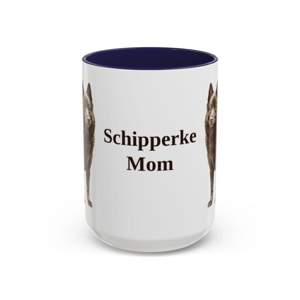 15oz Schipperke Dog Mom Mug, Navy, front view