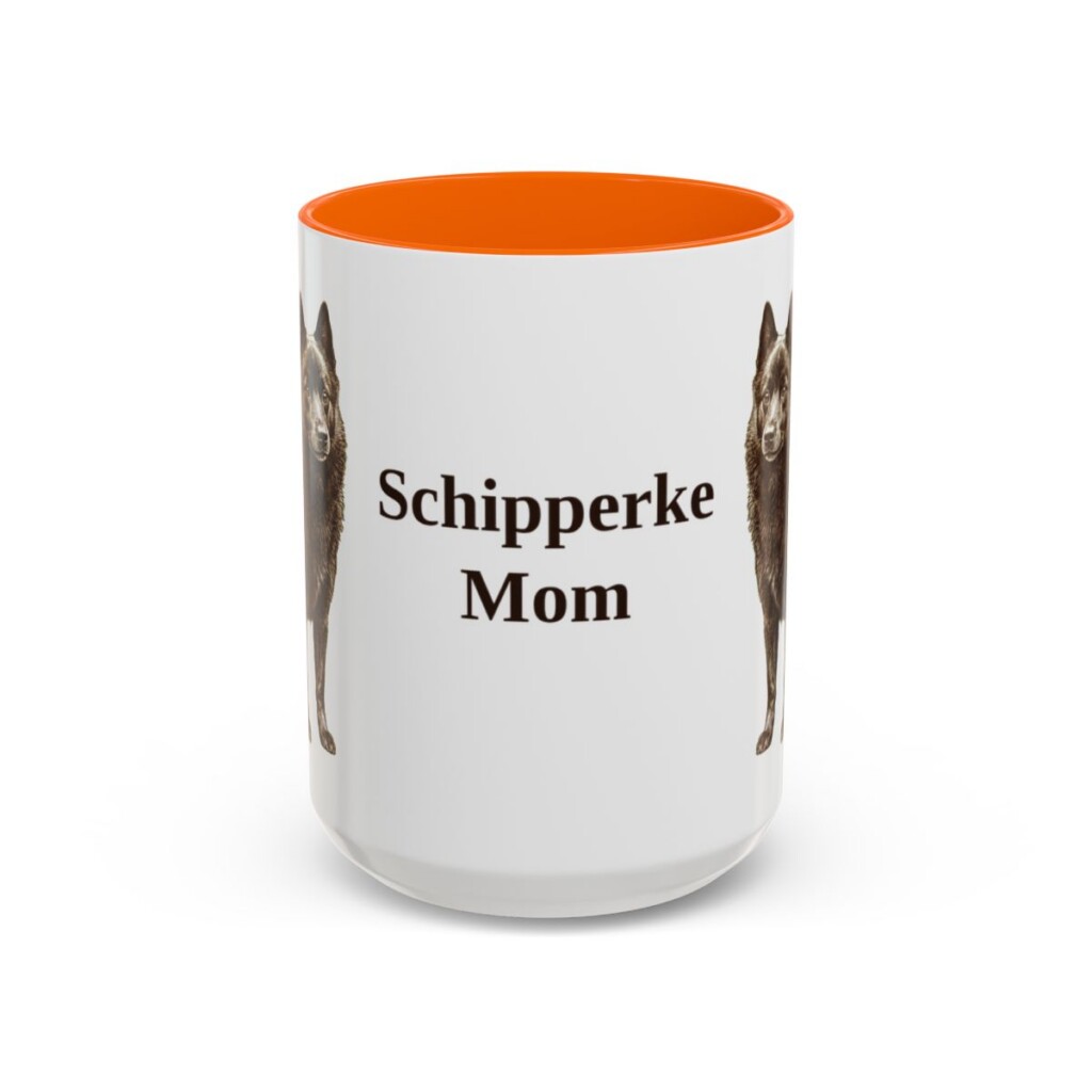 15oz Schipperke Dog Mom Mug, Orange, front view