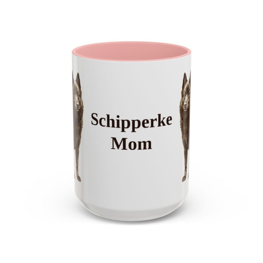 15oz Schipperke Dog Mom Mug, Pink, front view