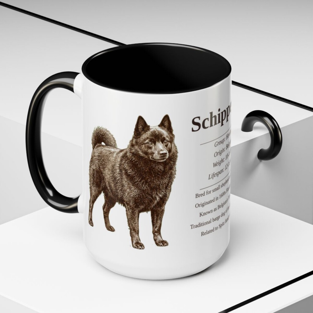 15oz Schipperke Mug, Black, lifestyle photo