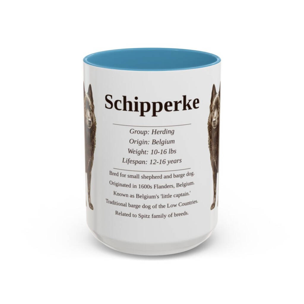 15oz Schipperke Mug, Light Blue, front view