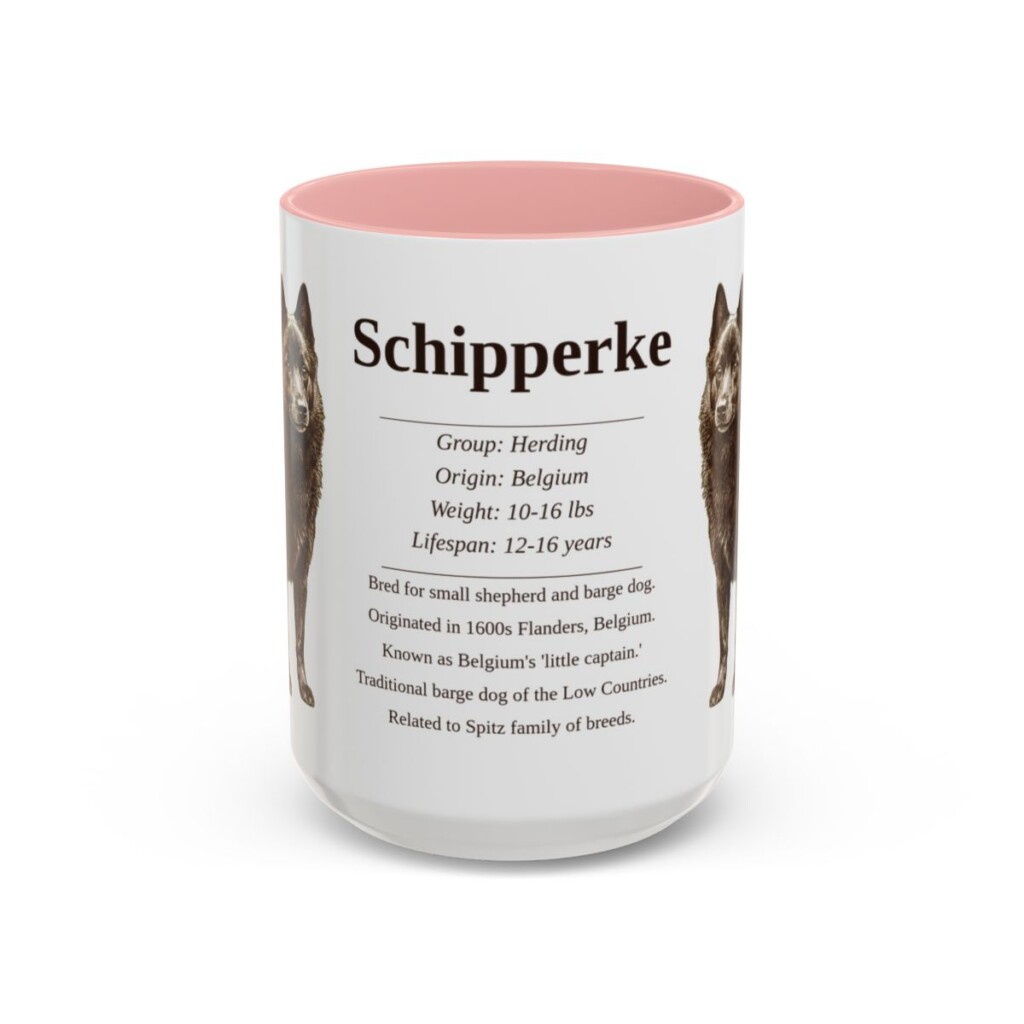15oz Schipperke Mug, Pink, front view