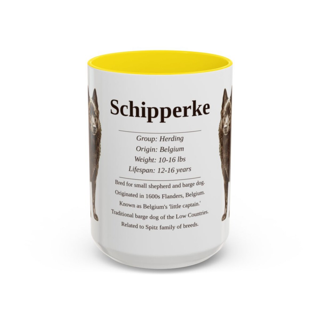 15oz Schipperke Mug, Yellow, front view