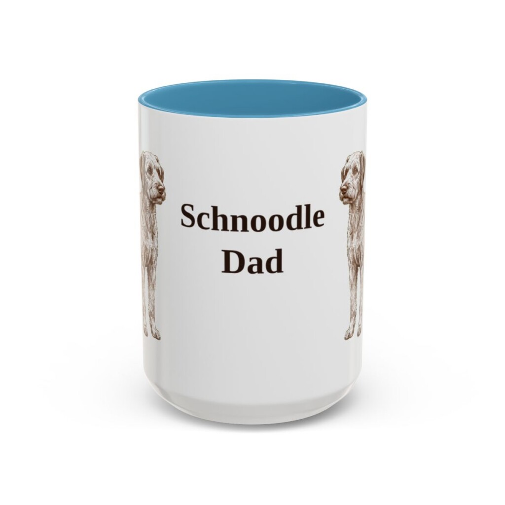 15oz Schnoodle Dog Dad Mug, Light Blue, front view