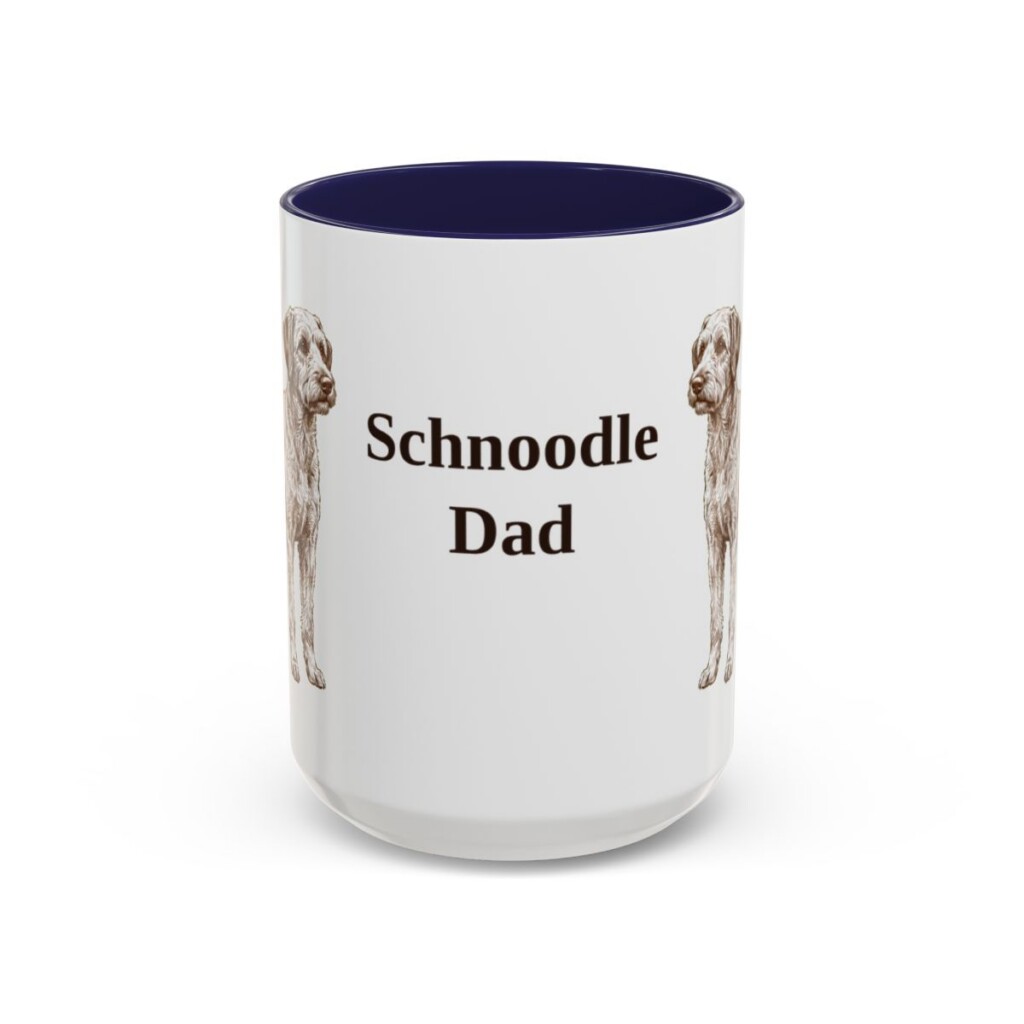 15oz Schnoodle Dog Dad Mug, Navy, front view