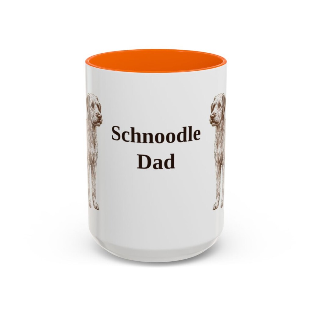 15oz Schnoodle Dog Dad Mug, Orange, front view