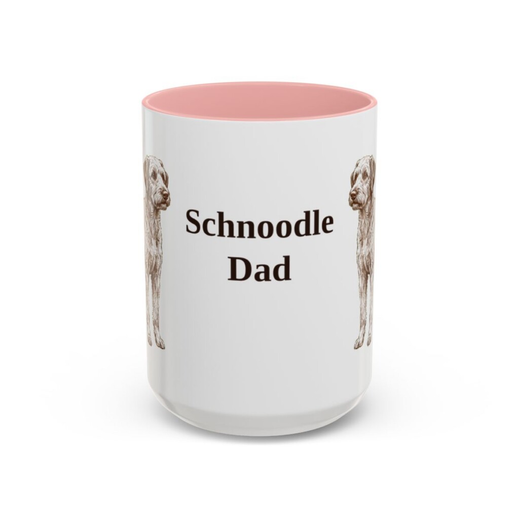 15oz Schnoodle Dog Dad Mug, Pink, front view