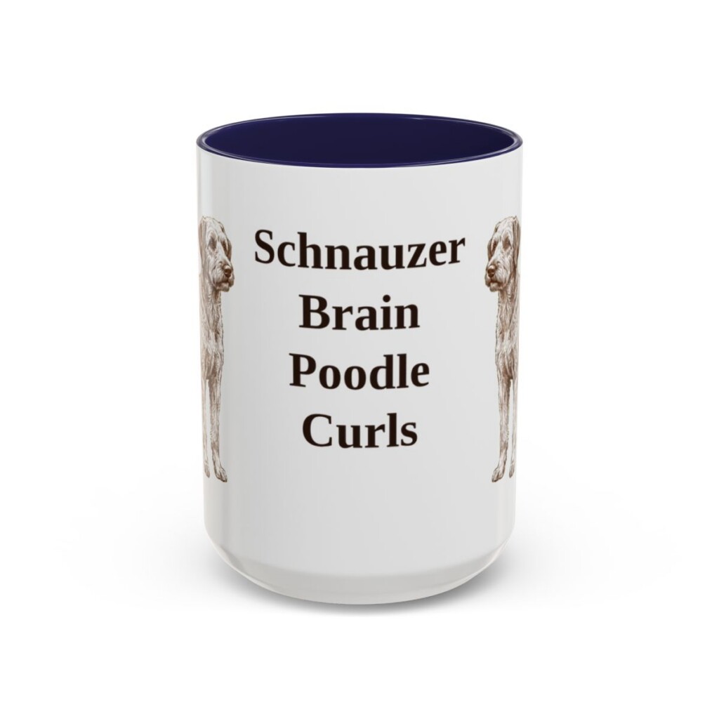 15oz Funny Schnoodle Mug, Navy, front view