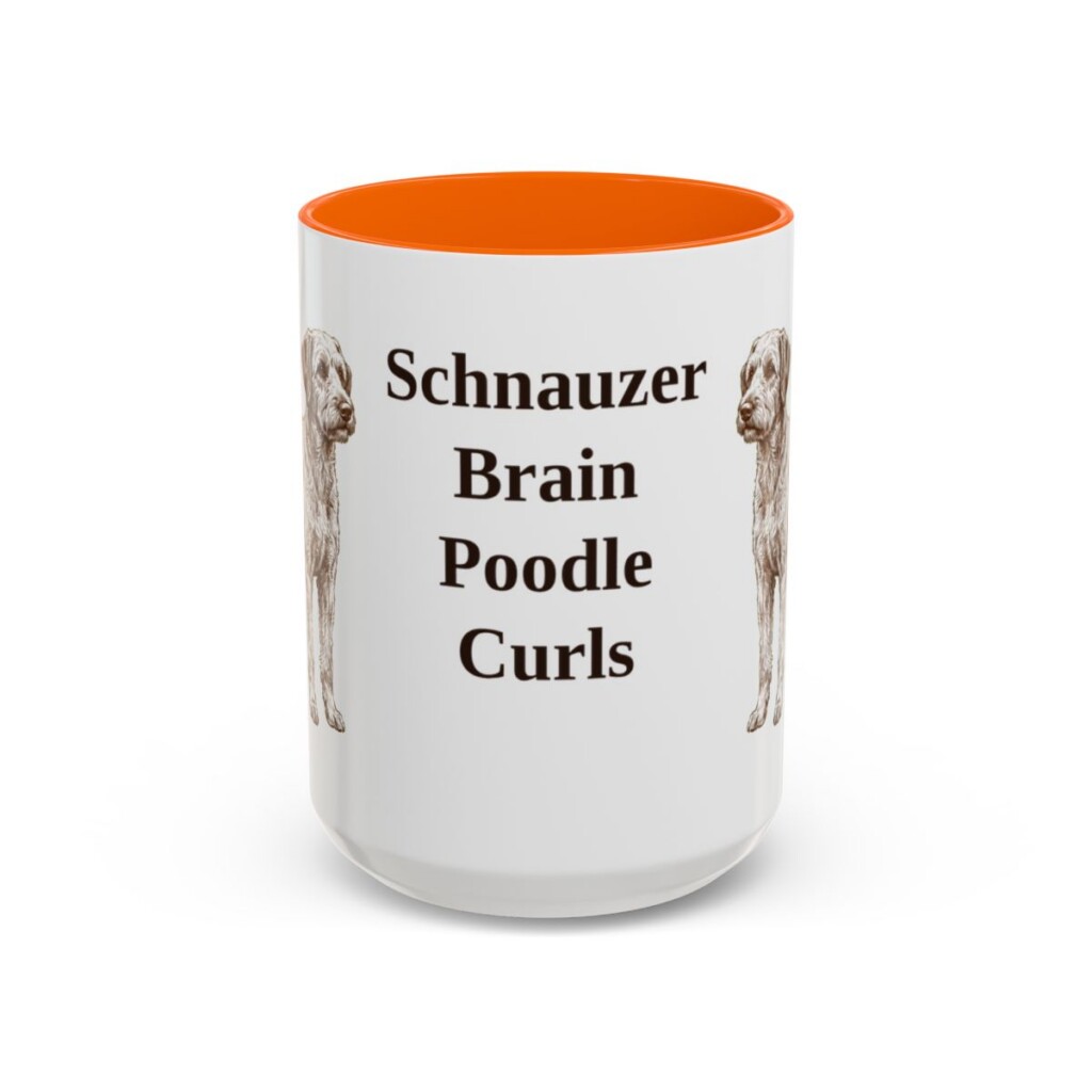 15oz Funny Schnoodle Mug, Orange, front view