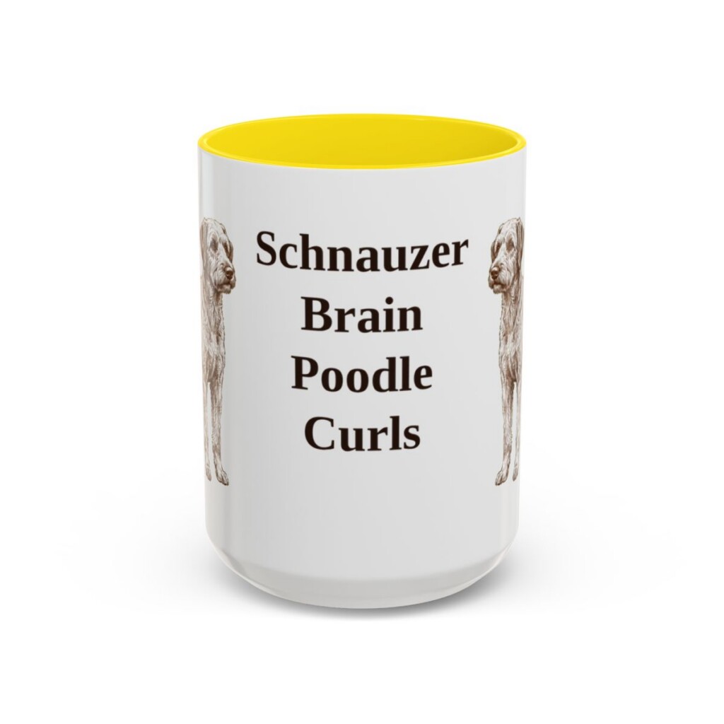 15oz Funny Schnoodle Mug, Yellow, front view