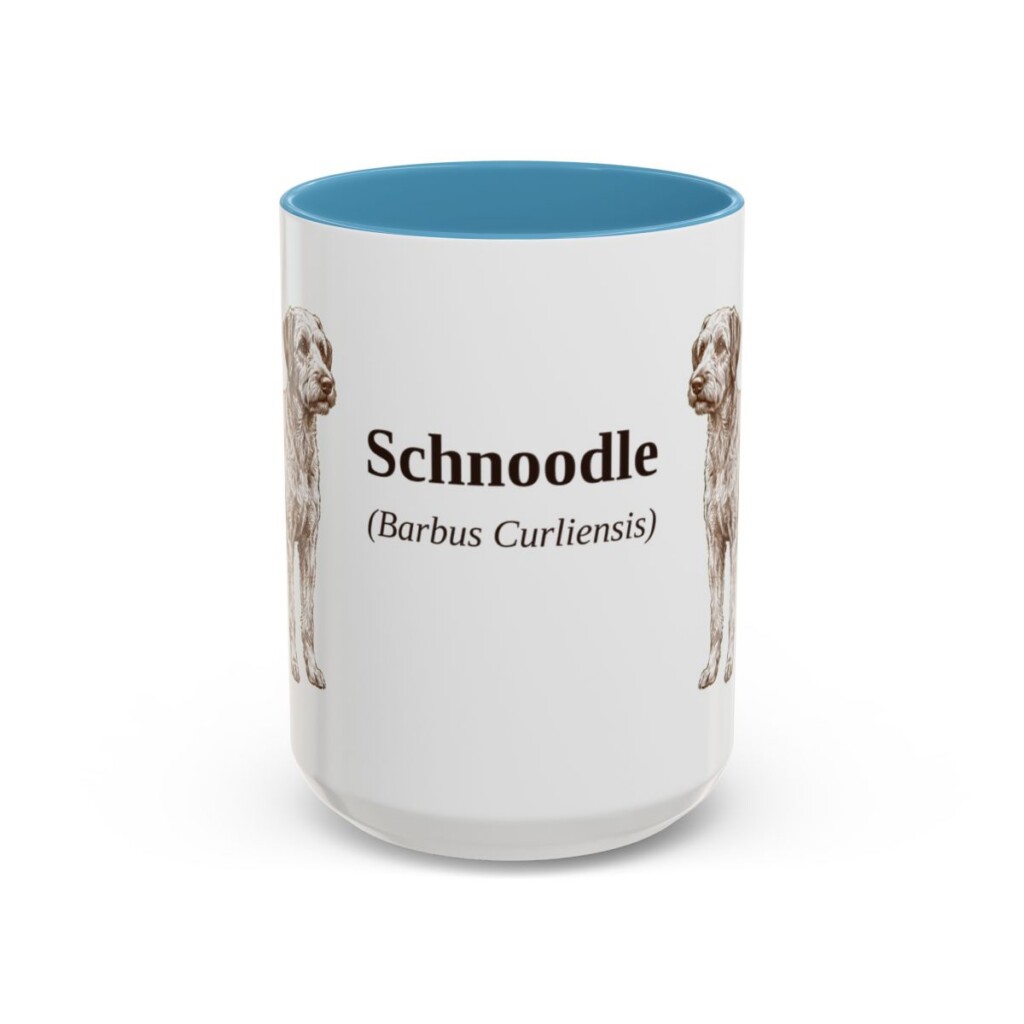 15oz Schnoodle Latin Mug, Light Blue, front view