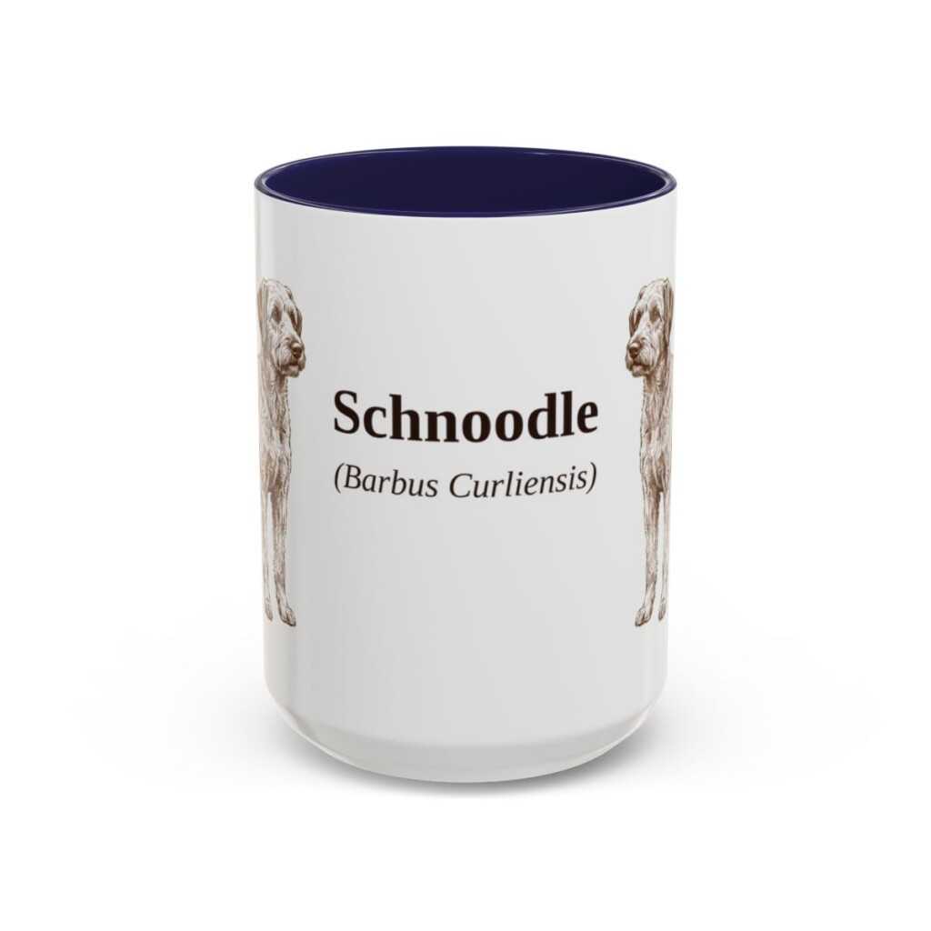 15oz Schnoodle Latin Mug, Navy, front view