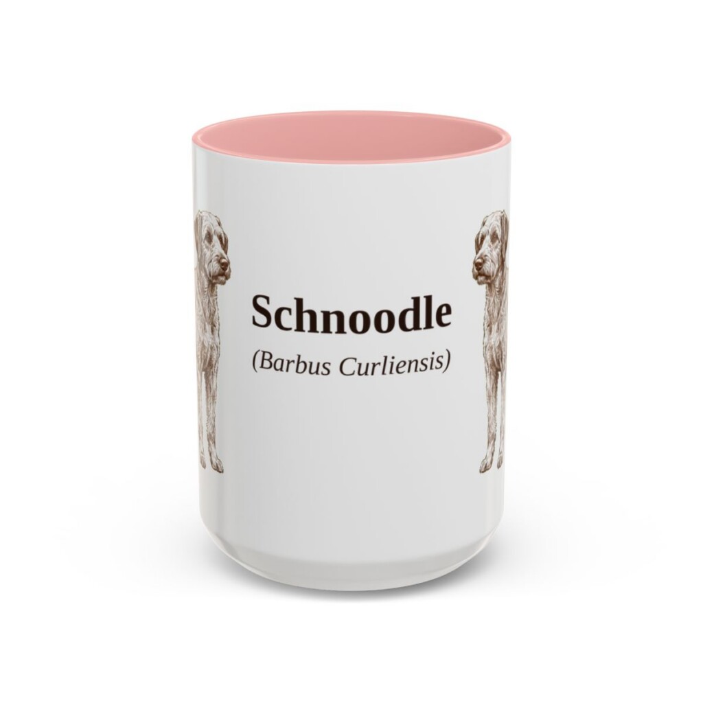 15oz Schnoodle Latin Mug, Pink, front view
