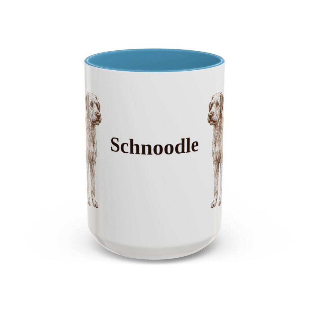 15oz Schnoodle Mug, Light Blue, front view