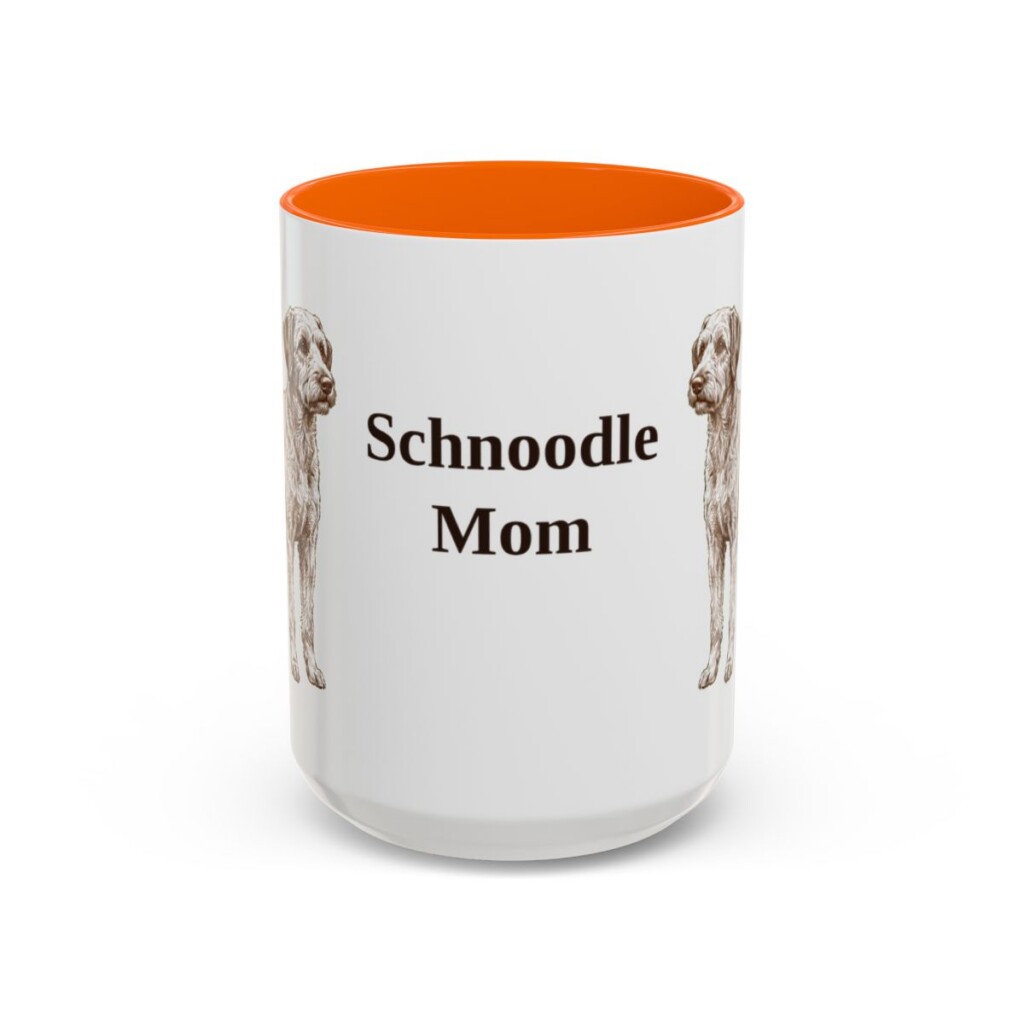 15oz Schnoodle Dog Mom Mug, Orange, front view