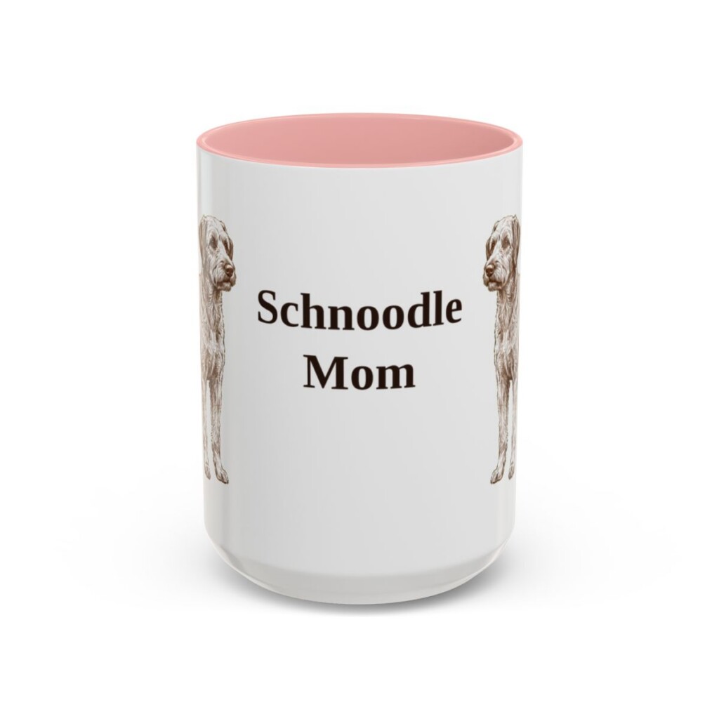 15oz Schnoodle Dog Mom Mug, Pink, front view