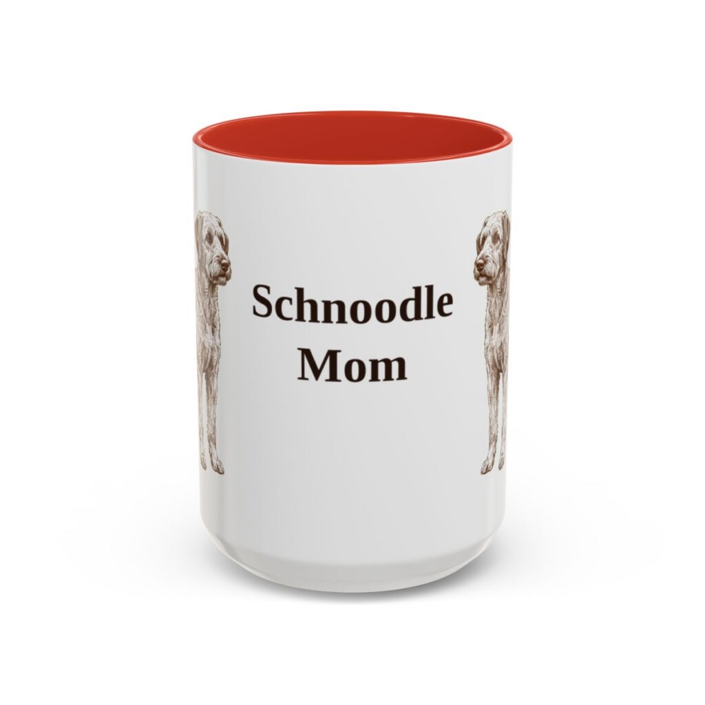 15oz Schnoodle Dog Mom Mug, Red, front view