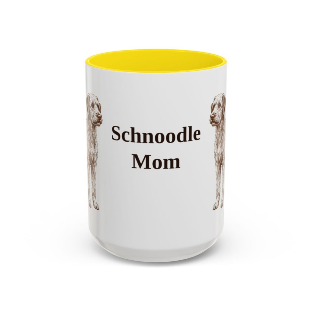 15oz Schnoodle Dog Mom Mug, Yellow, front view
