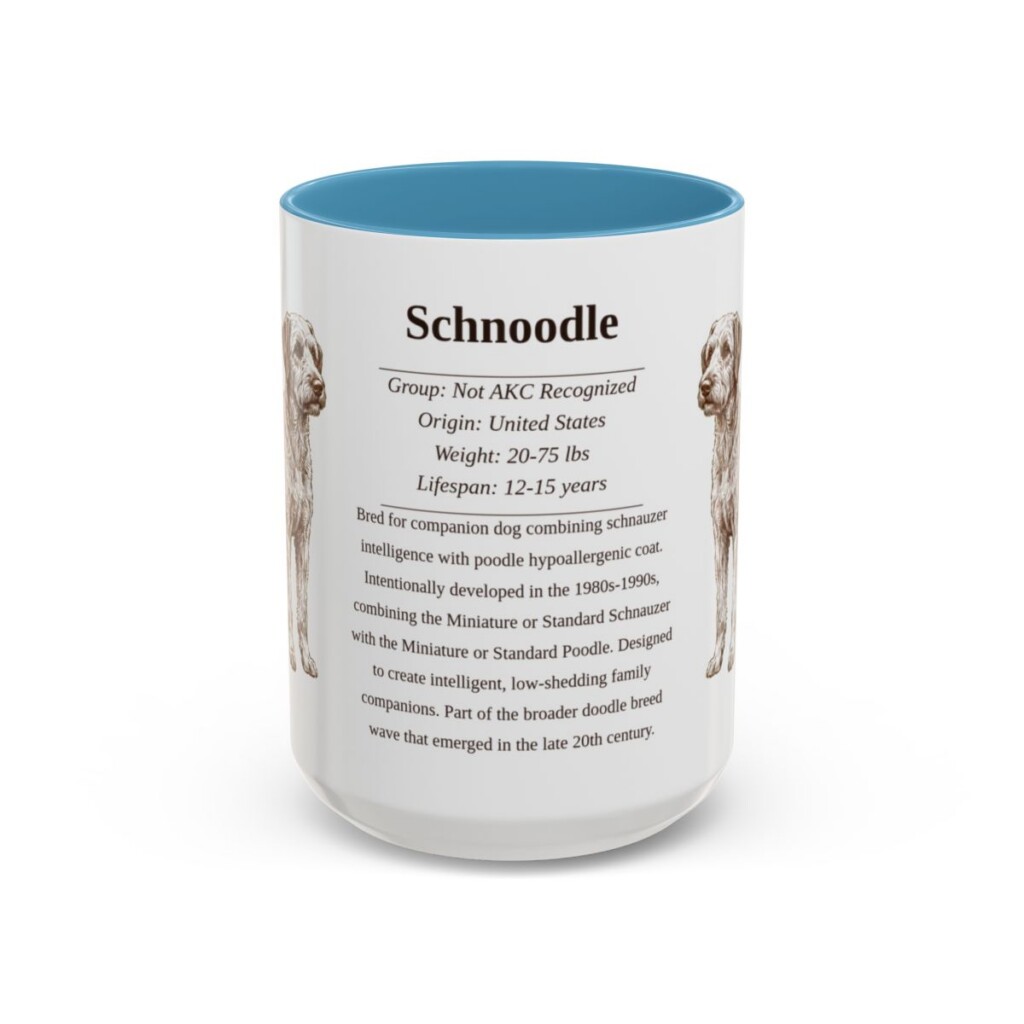 15oz Schnoodle Mug, Light Blue, front view