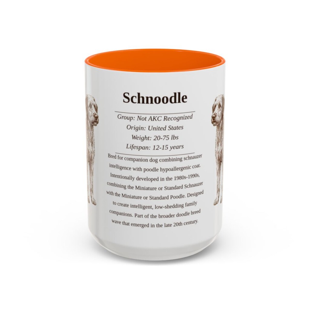 15oz Schnoodle Mug, Orange, front view