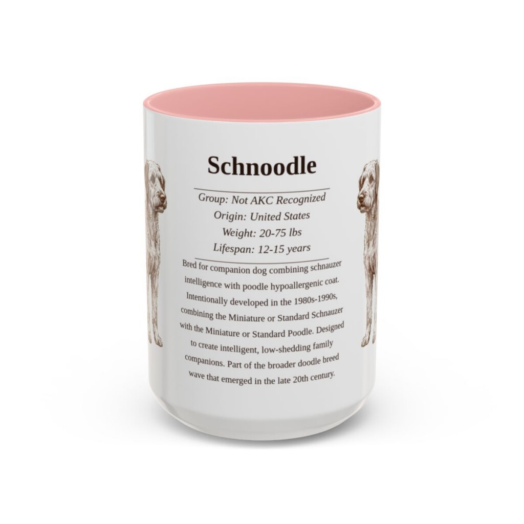 15oz Schnoodle Mug, Pink, front view