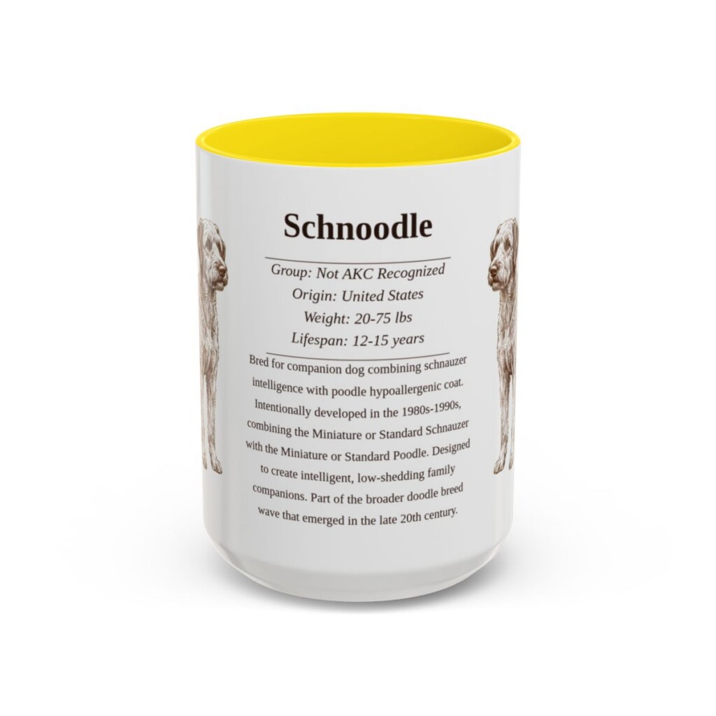 15oz Schnoodle Mug, Yellow, front view