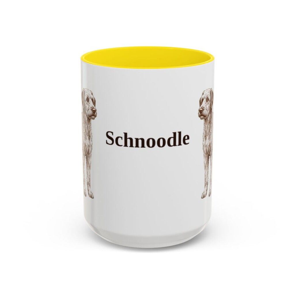15oz Schnoodle Mug, Yellow, front view