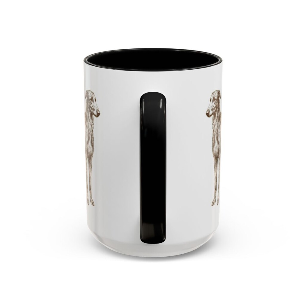 15oz Scottish Deerhound Mug, Black, back view