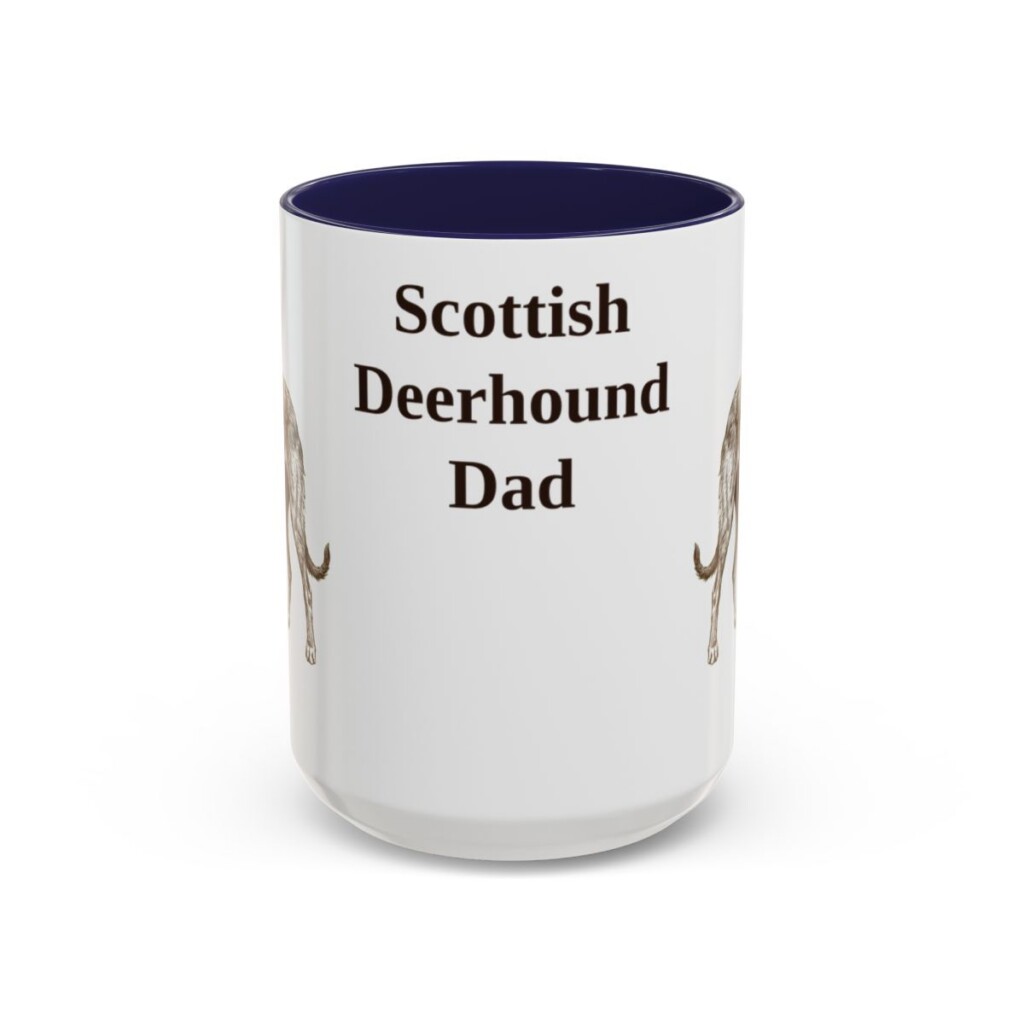 15oz Scottish Deerhound Dog Dad Mug, Navy, front view