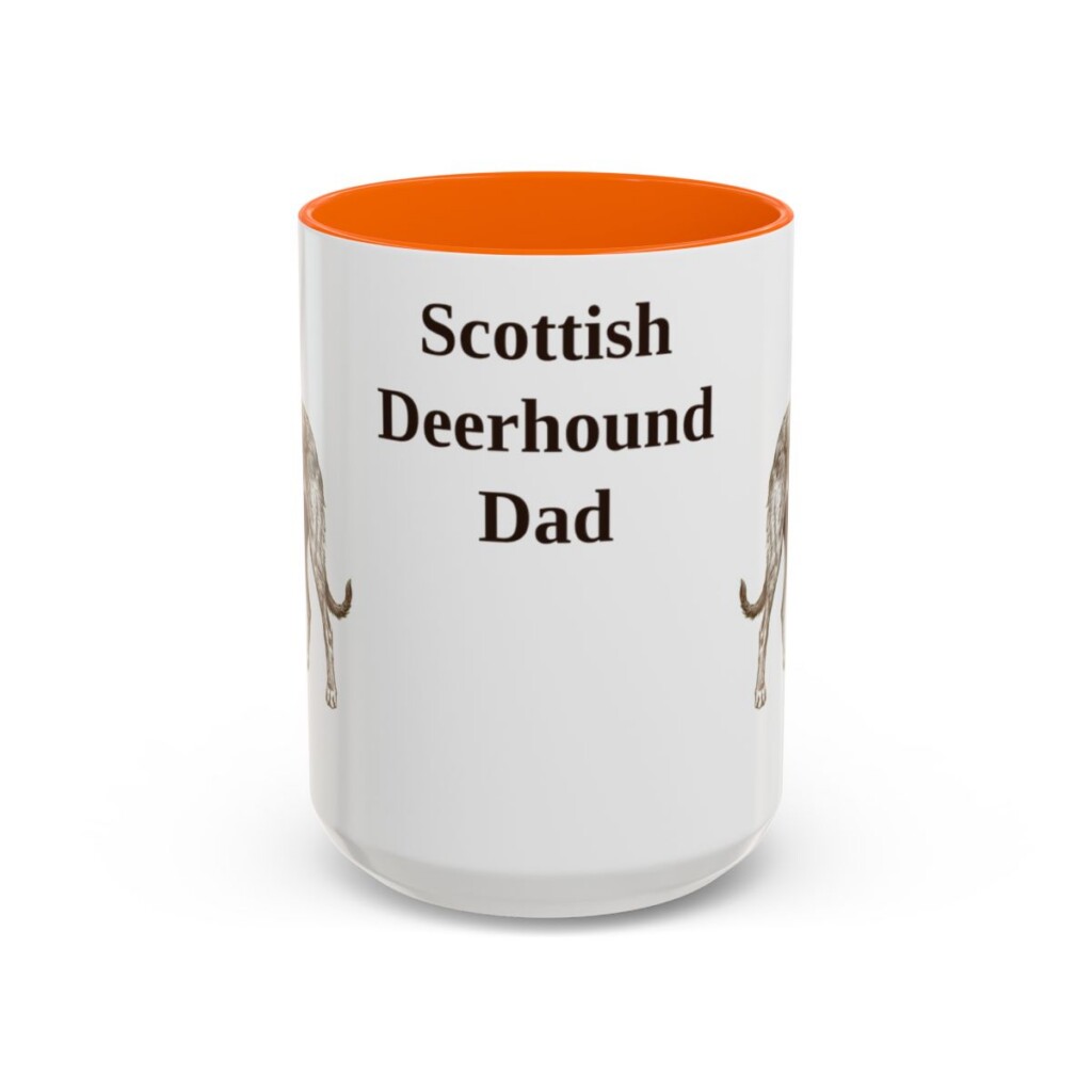 15oz Scottish Deerhound Dog Dad Mug, Orange, front view