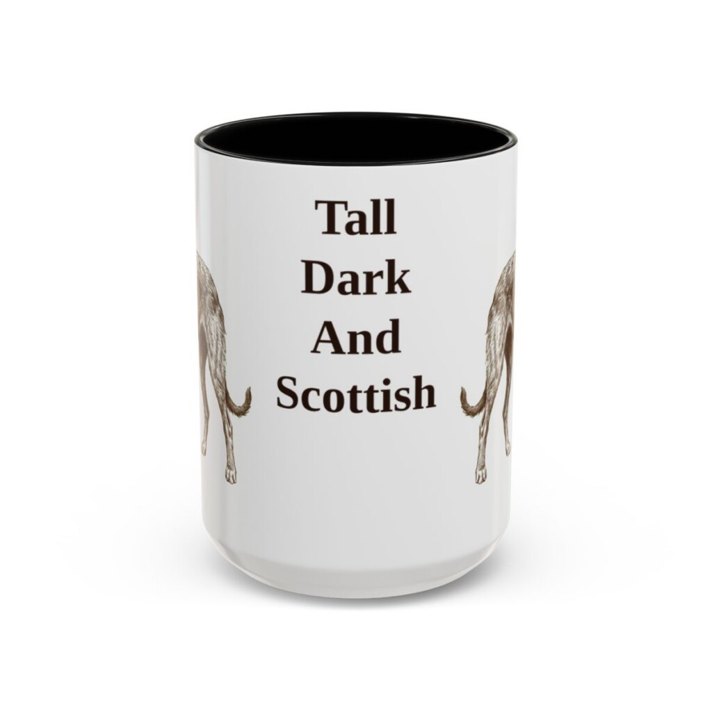 15oz Funny Scottish Deerhound Mug, Black, front view