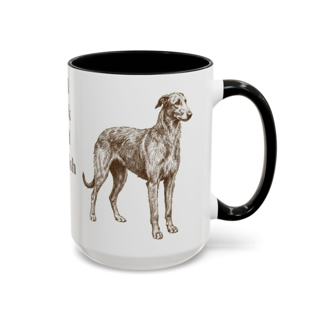 15oz Funny Scottish Deerhound Mug, Black, right side view
