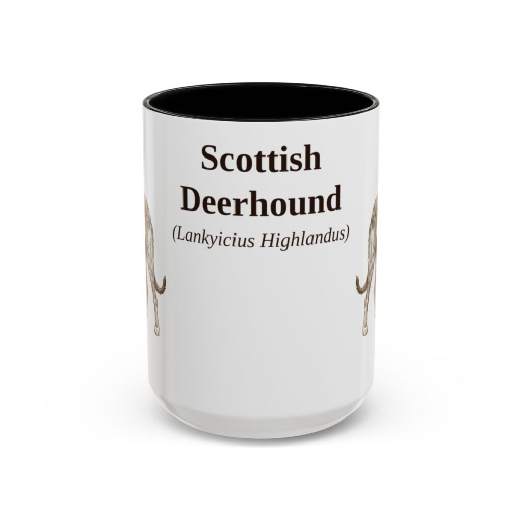 15oz Scottish Deerhound Latin Mug, Black, front view