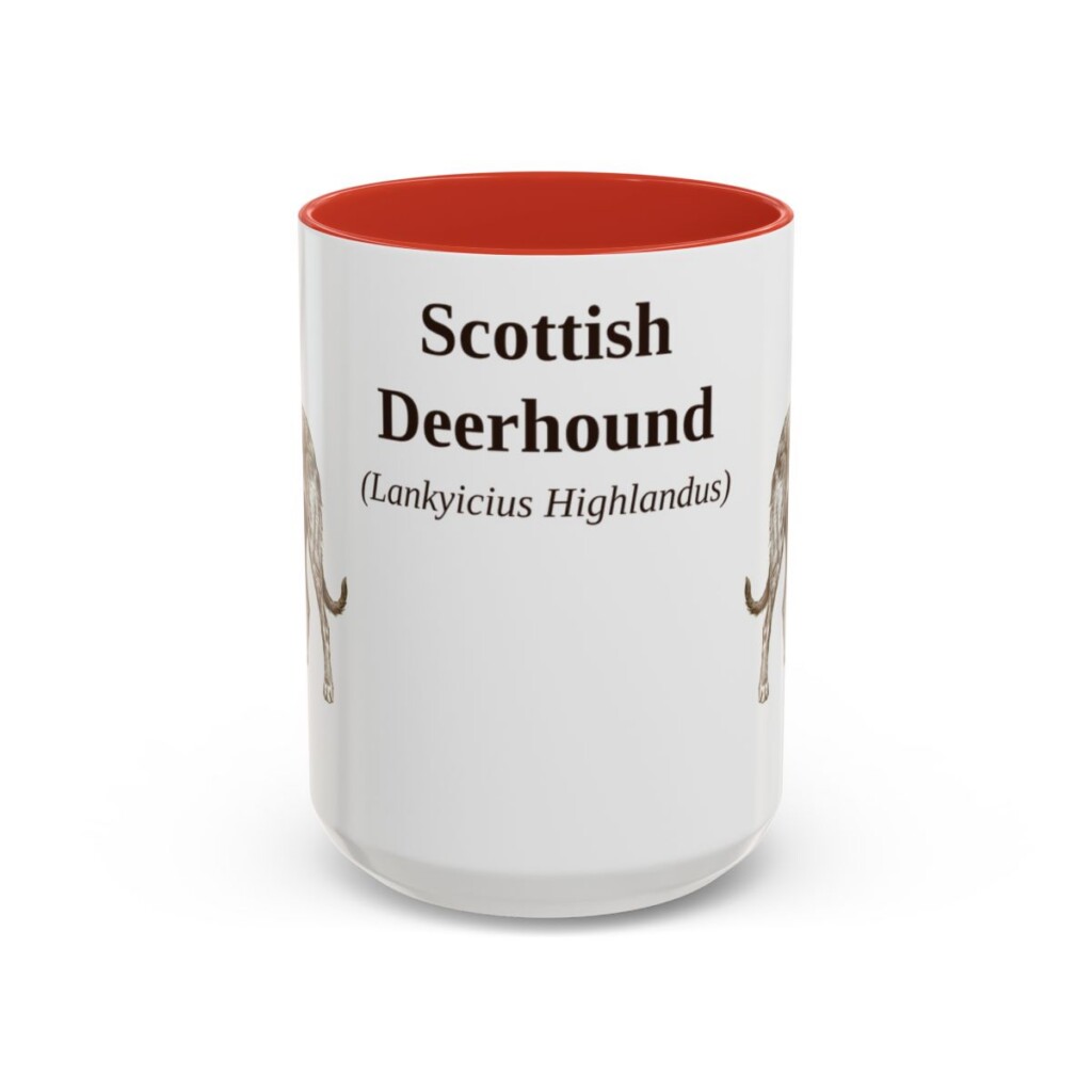 15oz Scottish Deerhound Latin Mug, Red, front view