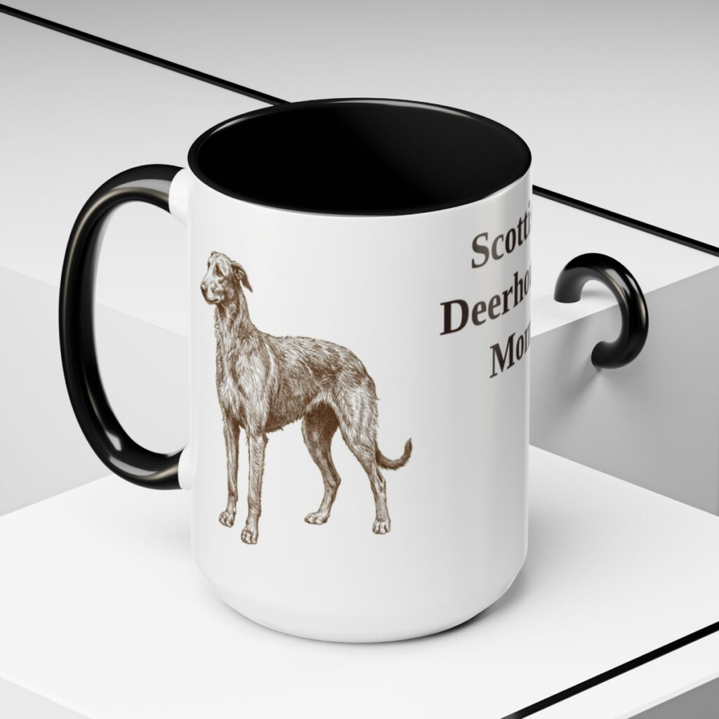 15oz-scottish-deerhound-mug-mom-black-context-2 15oz Scottish Deerhound Dog Mom Mug, Black, lifestyle photo