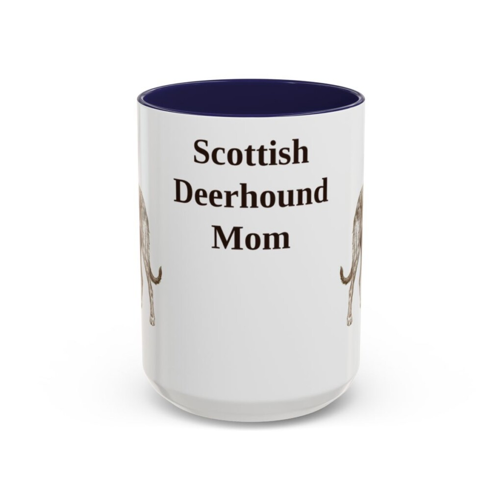 15oz-scottish-deerhound-mug-mom-navy 15oz Scottish Deerhound Dog Mom Mug, Navy, front view