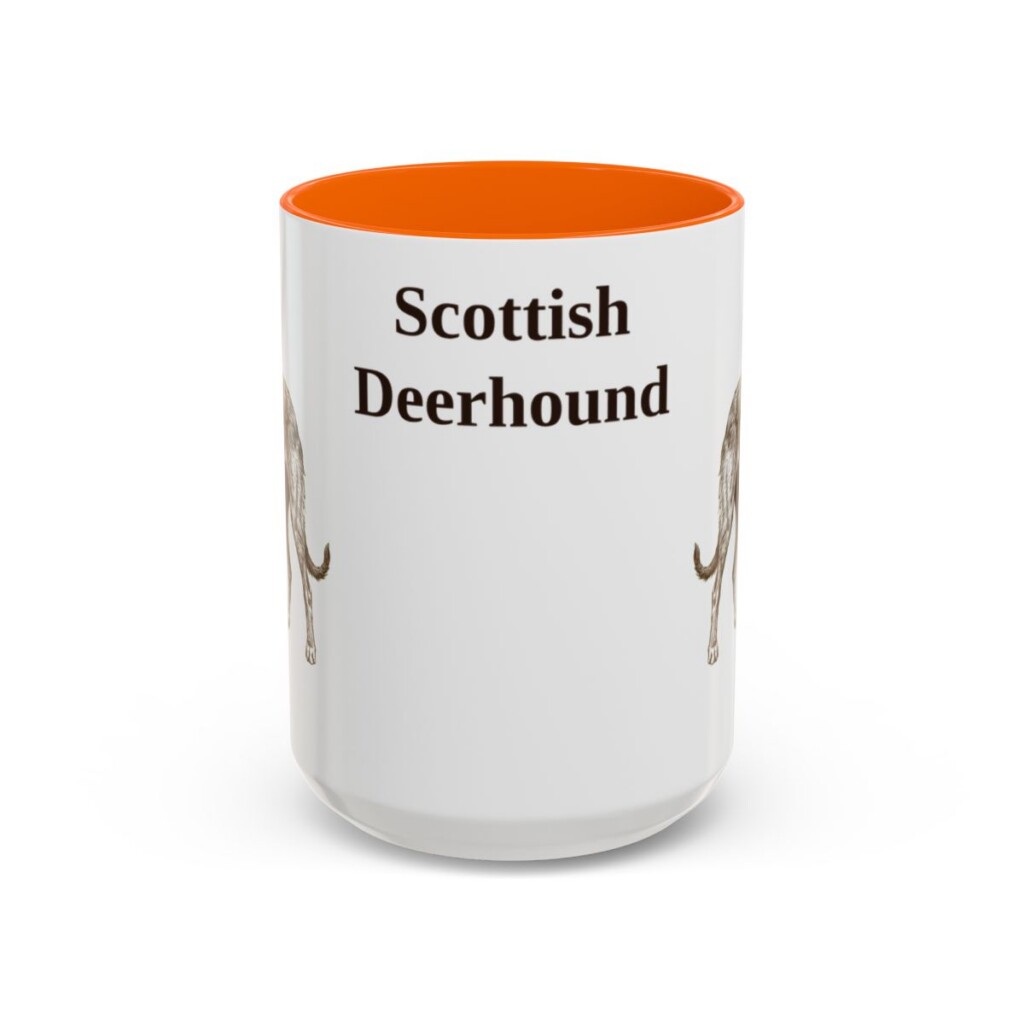 15oz Scottish Deerhound Mug, Orange, front view