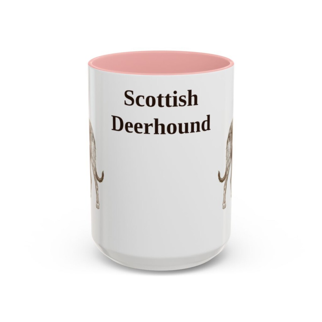 15oz Scottish Deerhound Mug, Pink, front view