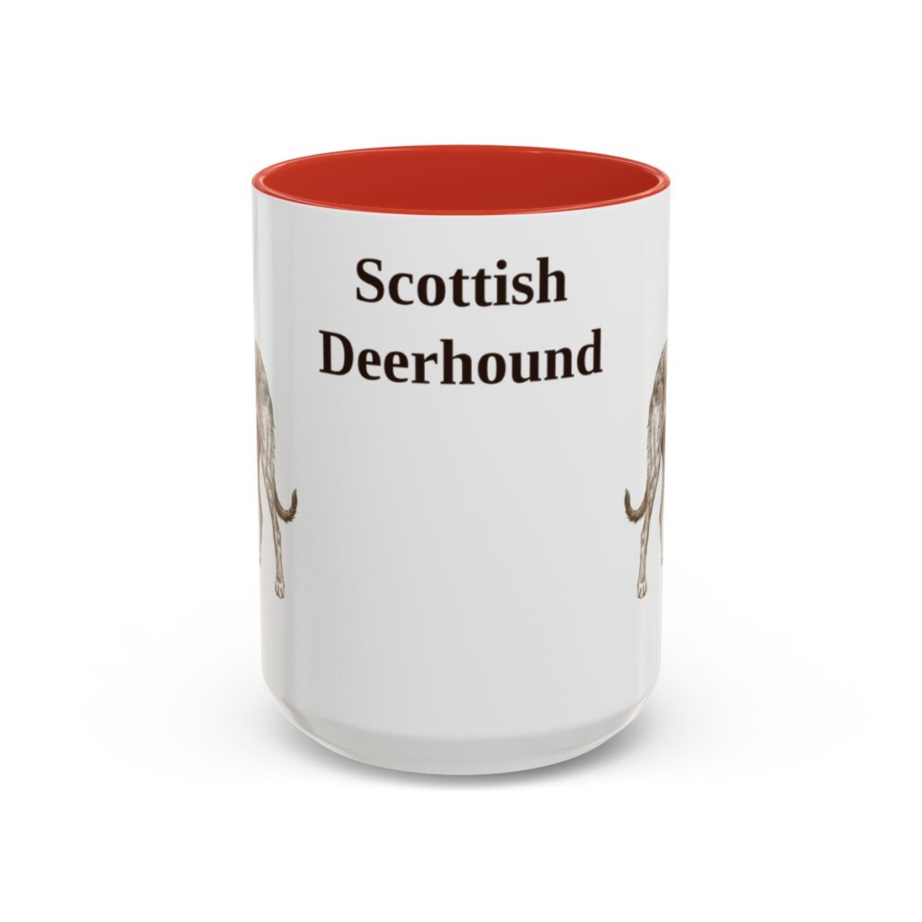15oz Scottish Deerhound Mug, Red, front view