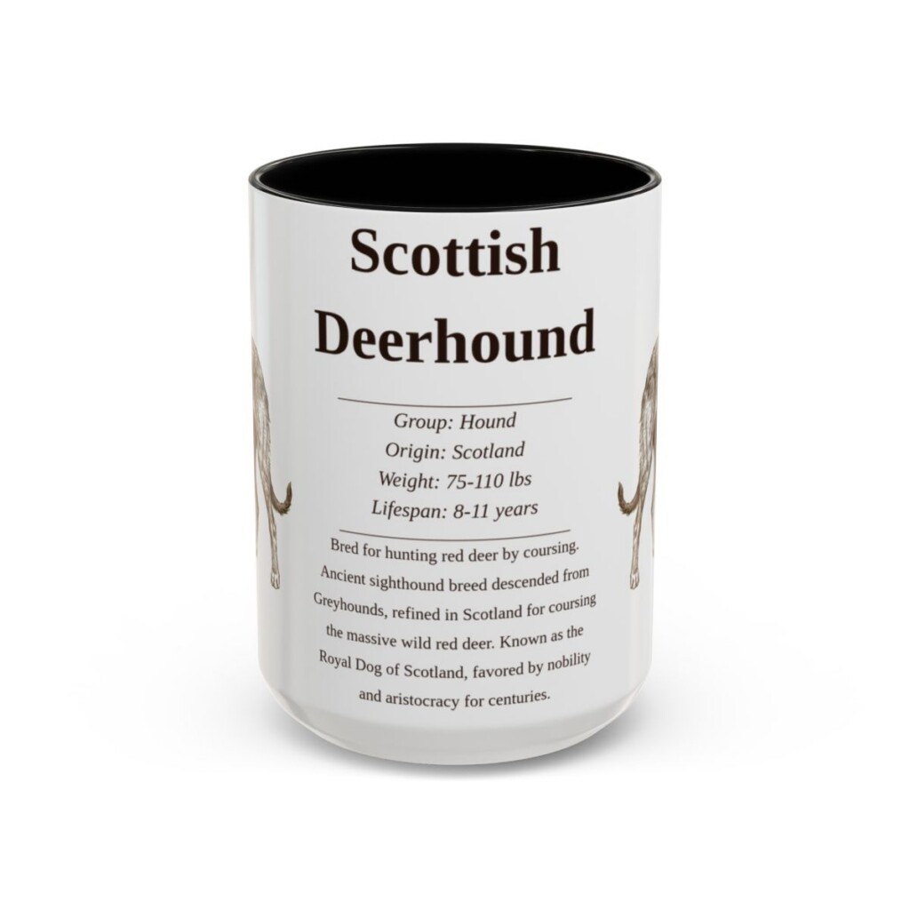 15oz Scottish Deerhound Mug, Black, front view