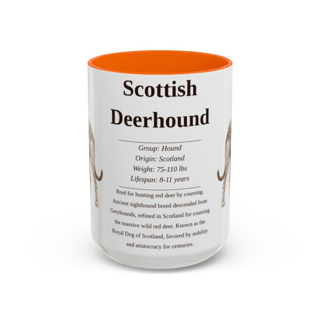15oz Scottish Deerhound Mug, Orange, front view